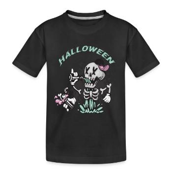 Skelett-Halloween-Party-Albtraum-Horror-Halloween- - Kinder Premium Bio T-Shirt - Schwarz - Vorne