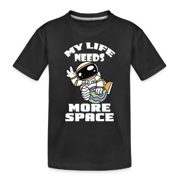 More Space Astronaut Funny Universe Cosmonaut - Kids' Premium Organic T-Shirt - black - Front