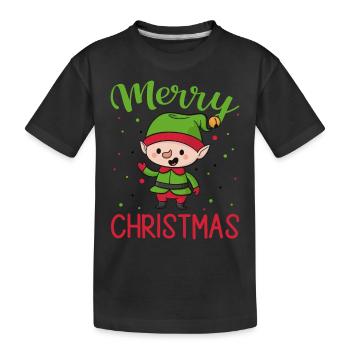 Merry Christmas Dwarf Santa Claus Helper Christmas - Kids' Premium Organic T-Shirt - black - Front