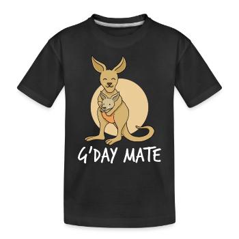 Cute Kangaroo G'day Mate Kangaroos Australia - Kids' Premium Organic T-Shirt - black - Front