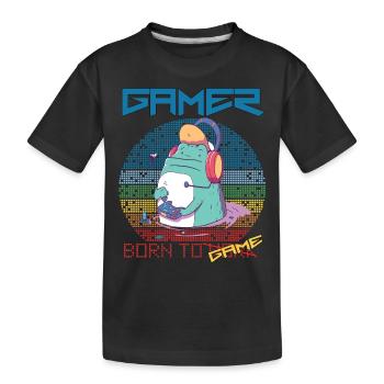 Gamer Funny Frog Video Games Born To Gaming Retro - Kinder Premium Bio T-Shirt - Schwarz - Vorne