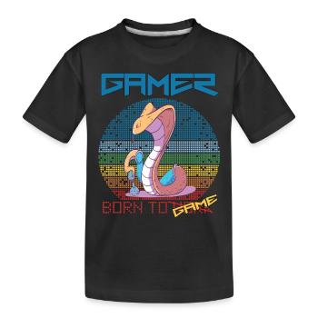 Jeux vidéo Drôle de joueur de serpent né pour le jeu rétro - T-shirt bio Premium Enfant - noir - Devant