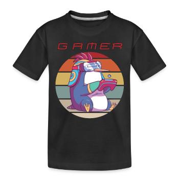Funny Video Games Retro Console Games Penguin Game - Kids' Premium Organic T-Shirt - black - Front