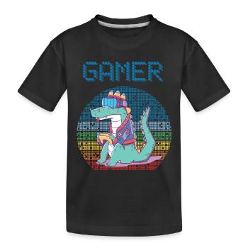 Gamer Jeux vidéo rétro Jeux vintage Funny Croco - T-shirt bio Premium Enfant - noir - Devant