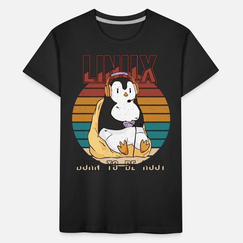 Linux Gamer Root Party Cool Penguin Nerd Programmes T-shirt bio Premium Enfant