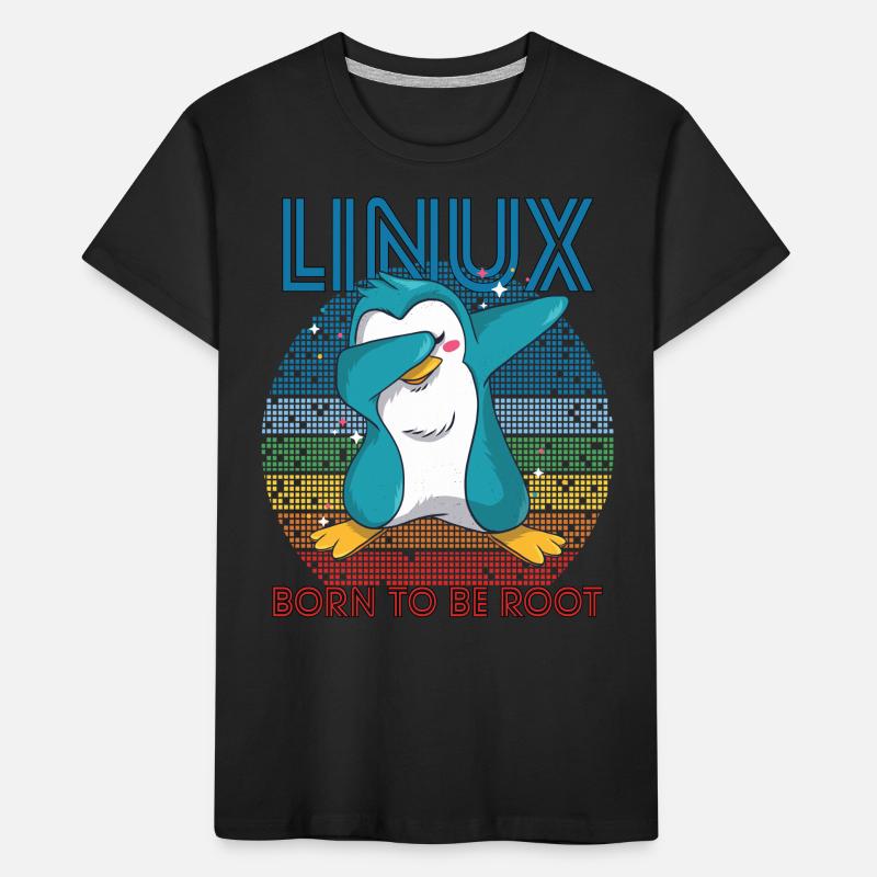 Born To Be Root Retro Penguin Linux Nerd Program T-shirt bio Premium Enfant