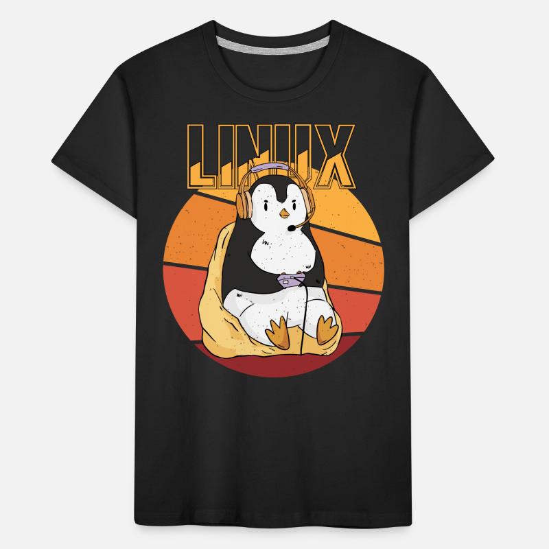 Gamer Penguin Linux Root Party Nerd Programmer Com T-shirt bio Premium Enfant