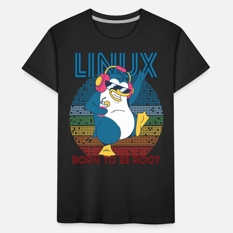 Root Party Penguin Retro Linux Cool Nerd Programmes T-shirt bio Premium Enfant