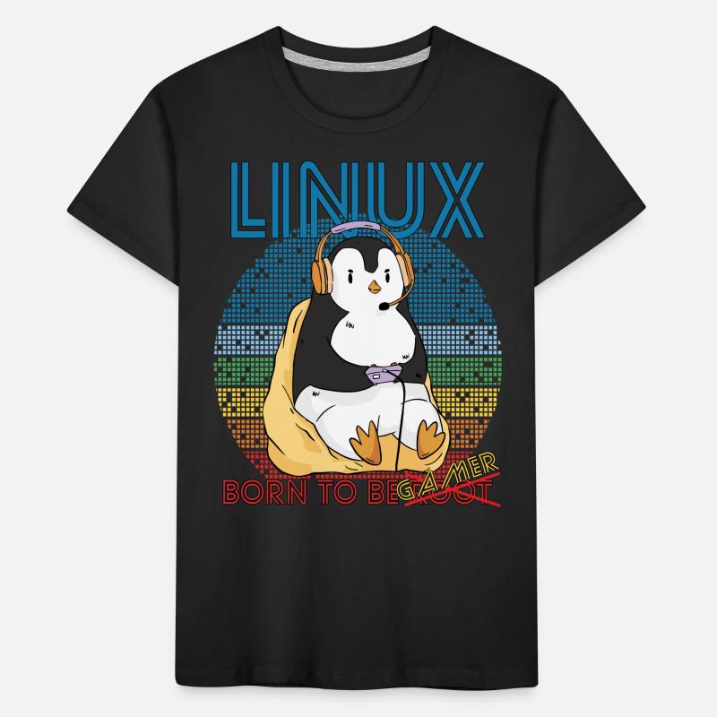 Gamer Linux Born To Be Root Geek Game Programmer A Kids' Premium Organic T-Shirt