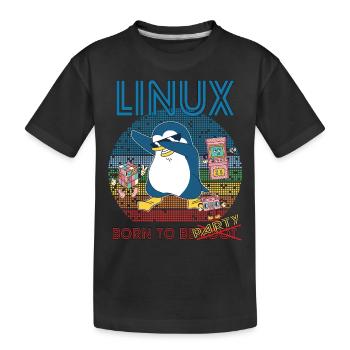 Retro Gamer Linux né pour être Root Geek Admin Pengu - T-shirt bio Premium Enfant - noir - Devant