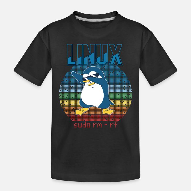 Linux Sudo Root Geek Admin Penguin Nerd Programmer - Kinder Premium Bio T-Shirt - Schwarz
