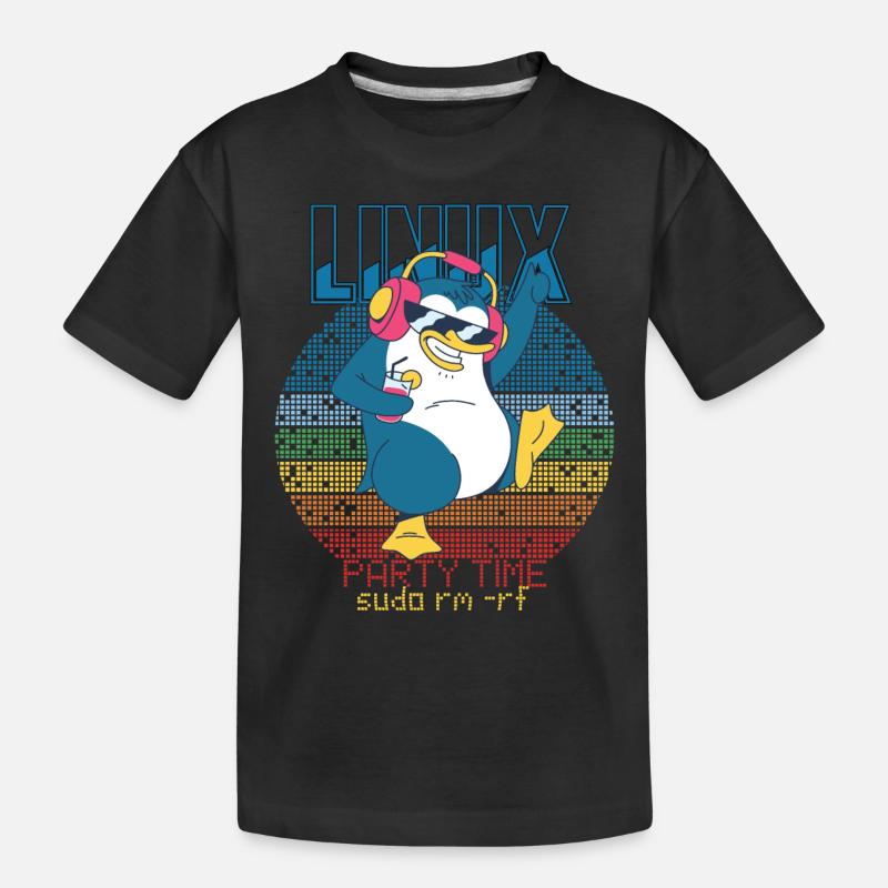 Linux Party Sudo Root Geek Admin Penguin Nerd Prog - Kinder Premium Bio T-Shirt - Schwarz