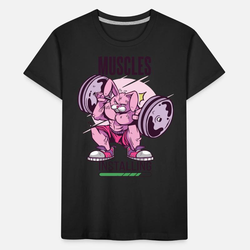 Muscles Install Rabbit Gym Motivation Workout Kids' Premium Organic T-Shirt