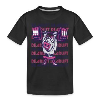 Deadlift Gym Workout Motivation Starkes Bullen-Gew - Kinder Premium Bio T-Shirt - Schwarz - Vorne