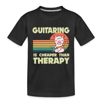Gitarrist Lama Rockgitarre Gitarrist Musiker Gitar - Kinder Premium Bio T-Shirt - Schwarz - Vorne