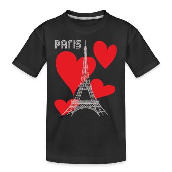 Paris Tour Eiffel amoureuse du cœur de la France - T-shirt bio Premium Enfant - noir - Devant