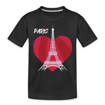 Touristisches Herz-Eiffelturm-Andenken Frankreichs - Kinder Premium Bio T-Shirt - Schwarz - Vorne