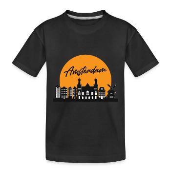 Amsterdam skyline néerlandais souvenir holländis - T-shirt bio Premium Enfant - noir - Devant