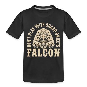 Falke Scharfe Objekte Falknerei Adler Habicht Falk - Kinder Premium Bio T-Shirt - Schwarz - Vorne