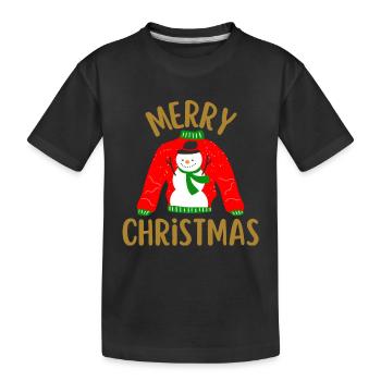 Frohe Weihnachten Bonhomme de Noël - Kinder Premium Bio T-Shirt - Schwarz - Vorne