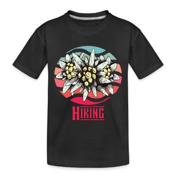 Wandern Alpen Edelweiss Vintage Schweiz Souvenir B - Kinder Premium Bio T-Shirt - Schwarz - Vorne
