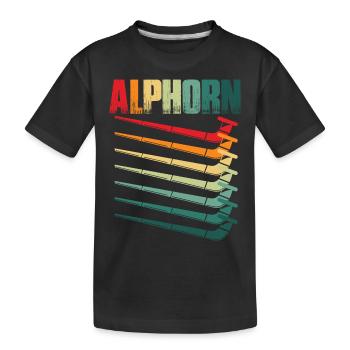 Alphorn Retro Musikinstrument in der Schweiz Alpen - Kinder Premium Bio T-Shirt - Schwarz - Vorne