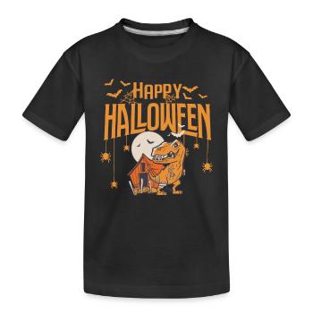T-Rex Funny Halloween Spider Bat Horror Kostüm Din - Kinder Premium Bio T-Shirt - Schwarz - Vorne
