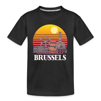 Bruxelles Skyline Science Noyau atomique Physique Atome - T-shirt bio Premium Enfant - noir - Devant