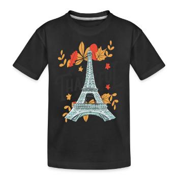 Autumn leaves in Paris Eiffel Tower Autumn moods - Kids' Premium Organic T-Shirt - black - Front