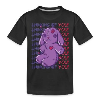 Voodoo-Häschen denkt an dich Voodoo-Halloween-Zaub - Kinder Premium Bio T-Shirt - Schwarz - Vorne