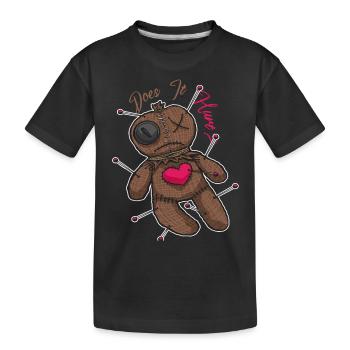Funny Voodoo Doll Does it hurt? Witchcraft Creepy - Kids' Premium Organic T-Shirt - black - Front