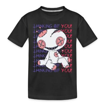 Poupée vaudou effrayante qui pense à vous sorcellerie - T-shirt bio Premium Enfant - noir - Devant