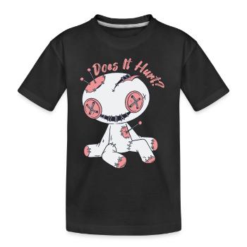 Creepy Voodoo Doll Does it hurt? Hall of Witchcraft - Kids' Premium Organic T-Shirt - black - Front