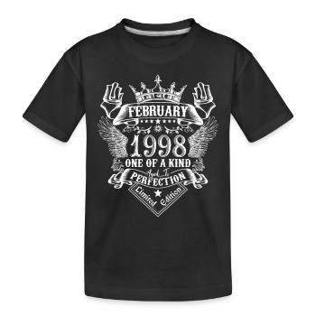 Février 1998 anniversaire Février 1998 Février - T-shirt bio Premium Enfant - noir - Devant