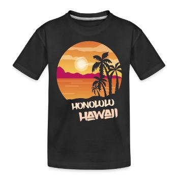 Hawaii Honolulu Holiday Palm Ocean Surfing - T-shirt bio Premium Enfant - noir - Devant