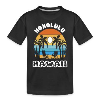 Honolulu Familienurlaub Hawaii Urlaub Ozean Palmen - Kinder Premium Bio T-Shirt - Schwarz - Vorne