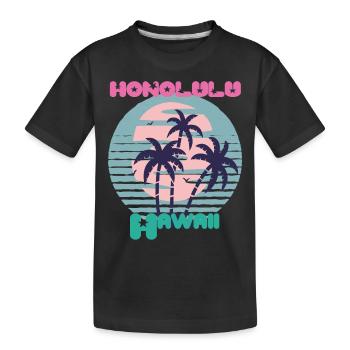 Palm Hawaii Honolulu Vacances Plage Océan - T-shirt bio Premium Enfant - noir - Devant