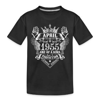 April 1955 Anniversary April 1955 April - Kids' Premium Organic T-Shirt - black - Front