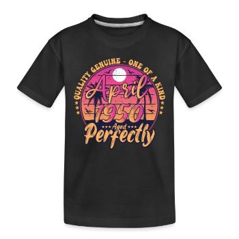 April 1950 anniversary 1950 Retro 1950 April - Kids' Premium Organic T-Shirt - black - Front
