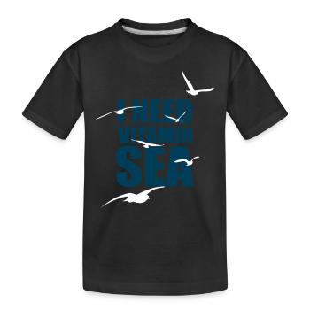 J’ai besoin de Vitamine Mer - Troupeau de Mouettes - Cadeau - T-shirt bio Premium Enfant - noir - Devant