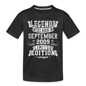 Geburtstag September 2009 Jahr Limited Edition - Kinder Premium Bio T-Shirt - Schwarz - Vorne
