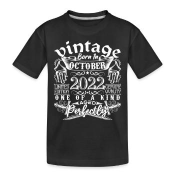 2022 Oktober 2022 Geburtstag Oktober 2022 - Kinder Premium Bio T-Shirt - Schwarz - Vorne