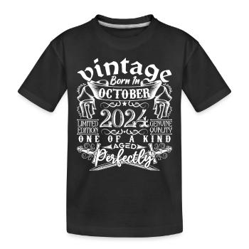 2024 Oktober 2024 Geburtstag Oktober 2024 - Kinder Premium Bio T-Shirt - Schwarz - Vorne