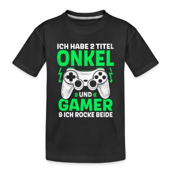 ZWEI TITEL ONKEL UND GAMER ROCKE BEIDE GAMING - Kinder Premium Bio T-Shirt - Schwarz - Vorne