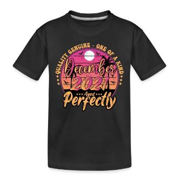 Dezember 2021 Geburtstag 2021 Dezember 2021 - Kinder Premium Bio T-Shirt - Schwarz - Vorne