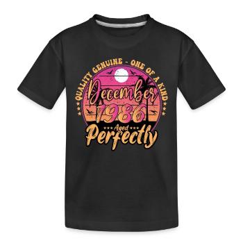 December 1986 Anniversary 1986 December 1986 - Kids' Premium Organic T-Shirt - black - Front
