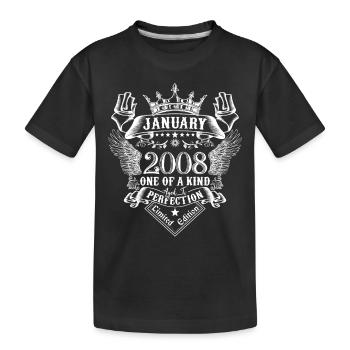 2008 Januar 2008 Jubiläum Januar 2008 - Kinder Premium Bio T-Shirt - Schwarz - Vorne