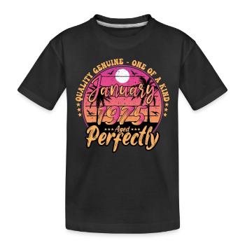 January 1975 Anniversary 1975 January 1975 - Kids' Premium Organic T-Shirt - black - Front