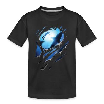 Ripped Diving Shark Gift Cracks - Kids' Premium Organic T-Shirt - black - Front