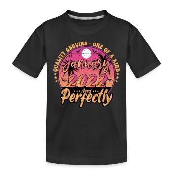 Januar 2022 Geburtstag 2022 Januar 2022 - Kinder Premium Bio T-Shirt - Schwarz - Vorne